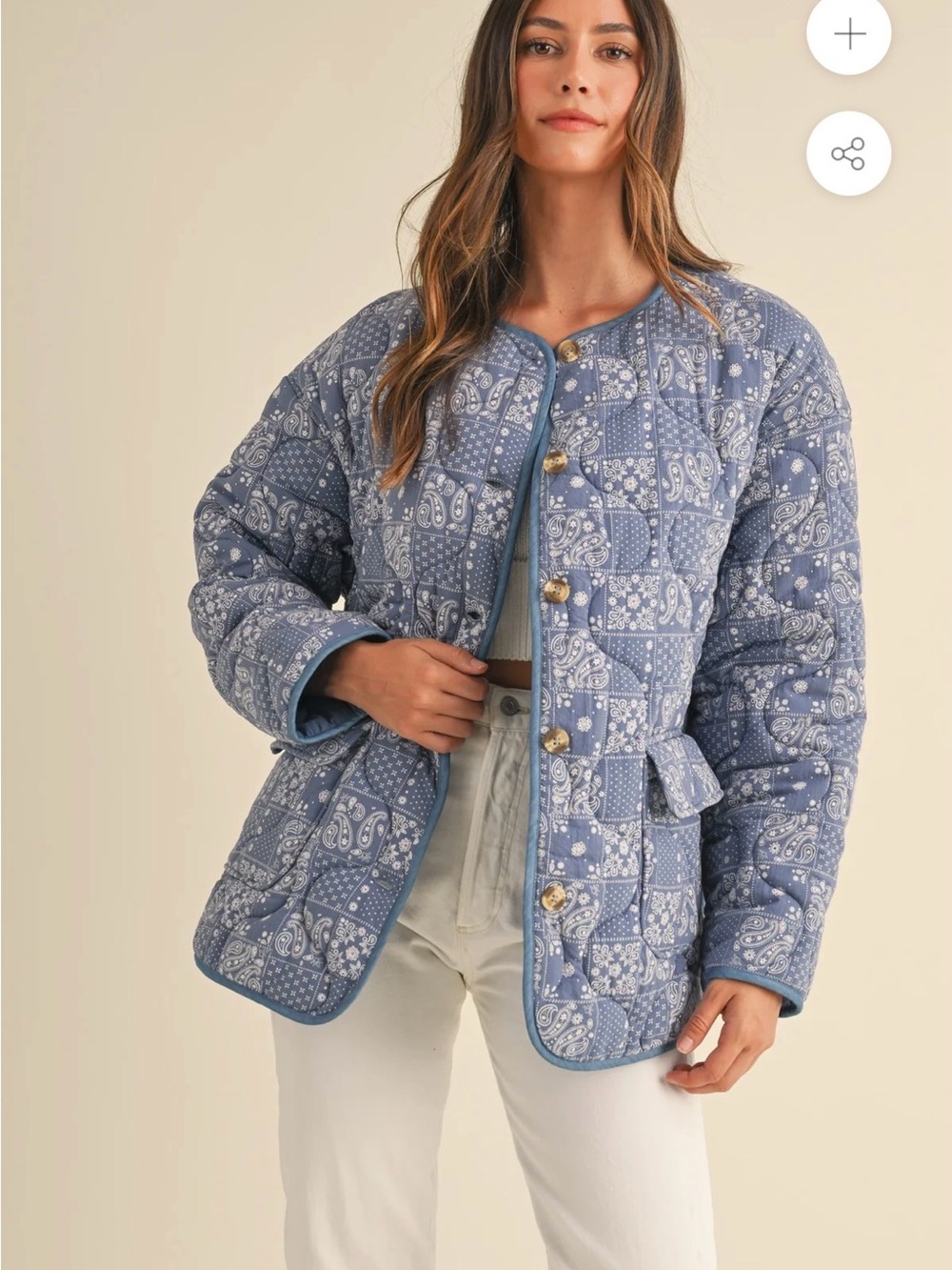 Mable Nerys Denim Quilt Jacket with pockets size L